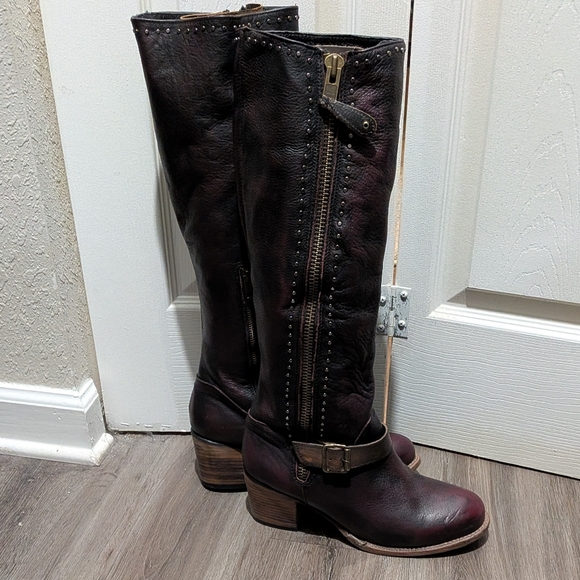 NEW Freebird Carson Leather Tall Boots Sz 11 Deep Wine & Brown - Picture 2 of 11